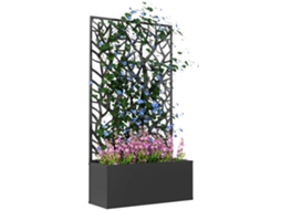 Floreira de Metal com Ecrã de Privacidade 61x23x113 Cm preto