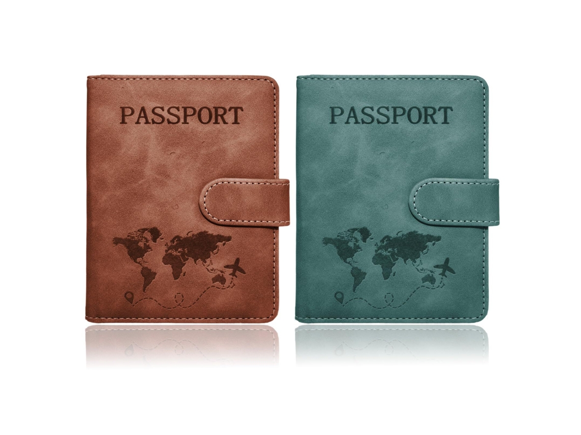 Conjunto de 2 Porta passaportes com Proteção Rfid AQUAFORGE