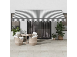 Vidaxl Toldo Retrátil Manual Com Luzes Leds 450x350cm Antracite/branco