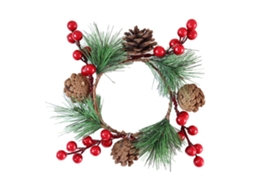 Laxiscreed Guia De Natal Círculo De Velas Com Ramo De Pinheiro E Frutos Vermelhos, 9cm