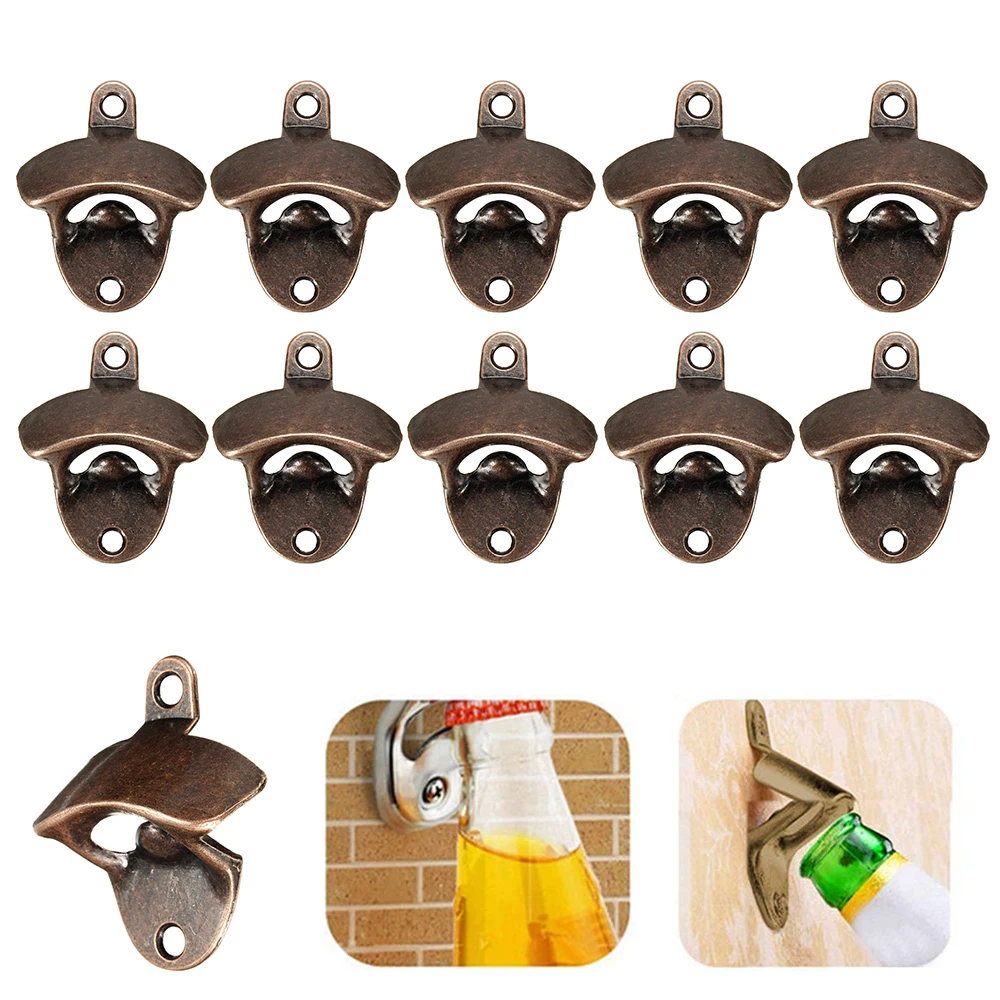 Conjunto De 10 Abridores Garrafa Vintage Para Parede, Em Liga Zinco, Ideais Cerveja, Vinho E Outras Bebidas. Perfeitos Bar, Festas-aquaforge