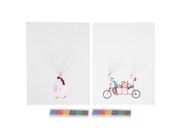 Conjunto de 2 Livros de Convidados DIY com Pintura de Impressão Digital e Padrões de Desenhos Animados para Casamento Festa com S/MARCA