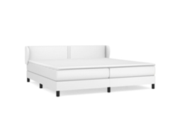 Cama com Molas Couro Artificial Branco MAISON EXCLUSIVE 200x200 cm