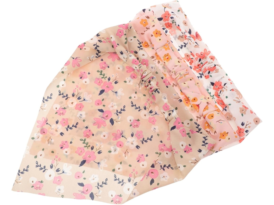 Conjunto De 3 Peças De Bandana De Cabelo Estampada, Lenço Triangular Elástico Para Mulheres E Linha