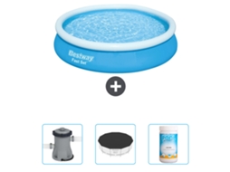 Piscina Inflável Redonda BESTWAY Fast Set 366 X 76 Cm Azul Incluída Bombear Cobrir Cloro