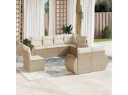 Pcs Conjunto De Sofás P/ Jardim Com Almofadões Vime Pe Bege Dkd Home Decor