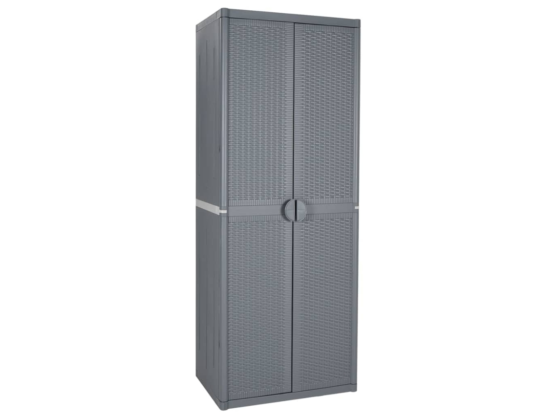 Vidaxl Armário De Arrumação Para Jardim 65x45x172 Cm Vime Pp Cinzento