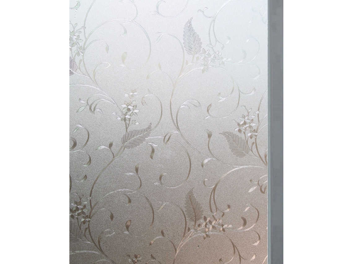 Película Anti, Espionagem Para Janelas(45x200cm) Película Vidro Jateado Com Estampa Floral Privacidade Blackout Reposicionável