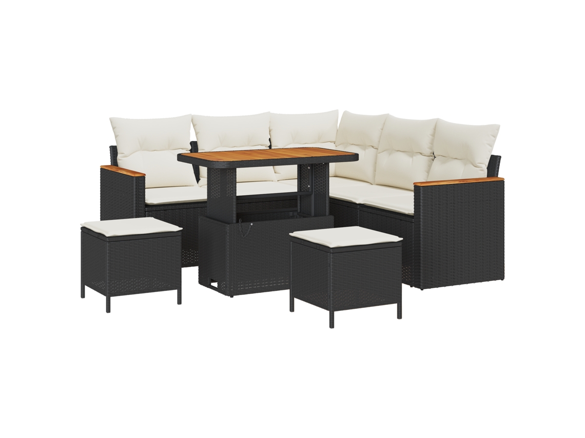 Conjunto 8 Sofá Modular Vidaxl Preto Vime Pe (90 X 55 X 71 Cm)
