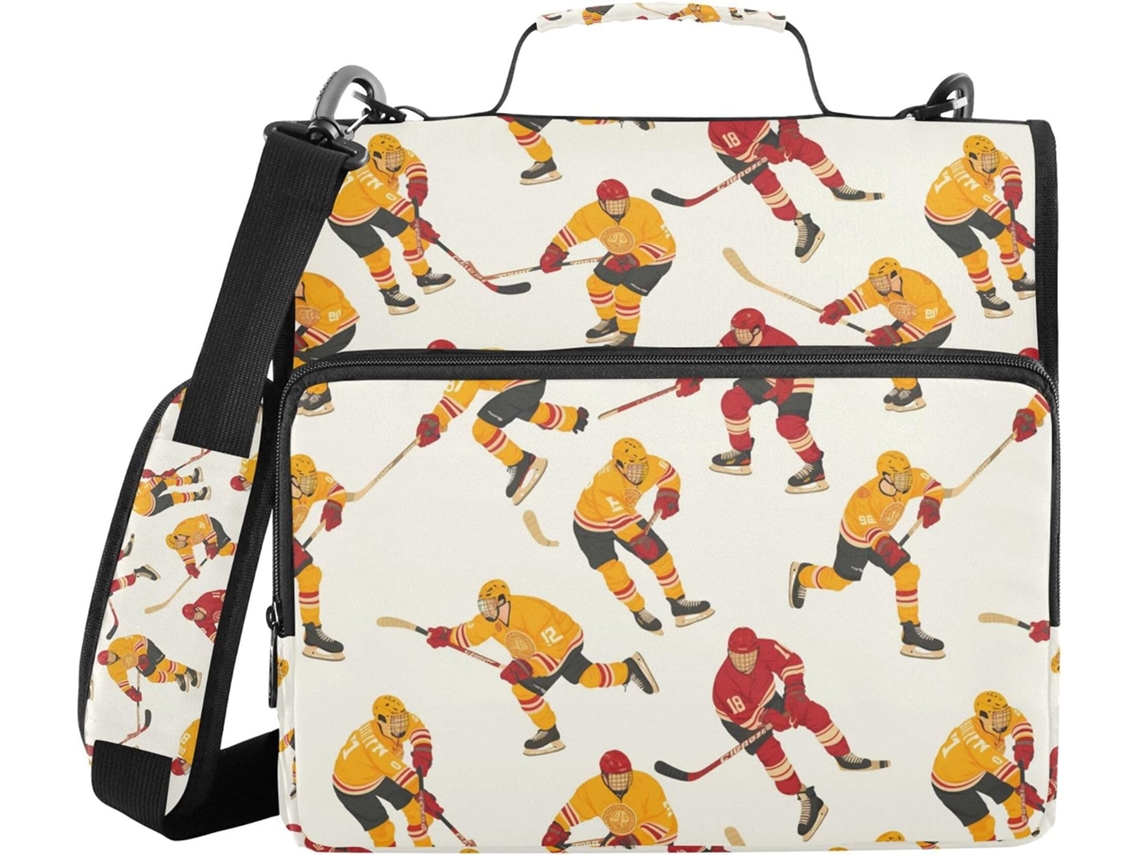 Bolsa organizadora Bege com zíper para jogadores de hóquei, com altura para ombro, várias opções de bolsas, 3,8 cm, 1,5 polegadas, 3 tamanhos.