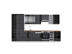 Cozinha Fame-Line, 355 cm, Carvalho PT, Antracite brilhante/branco VICCO