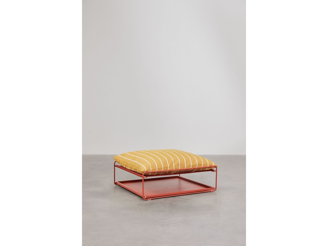 Pufe De Jardim Amaro Conversível Em Mesa Lateral Poliéster Amarelo Mel Vermelho Argila Sklum