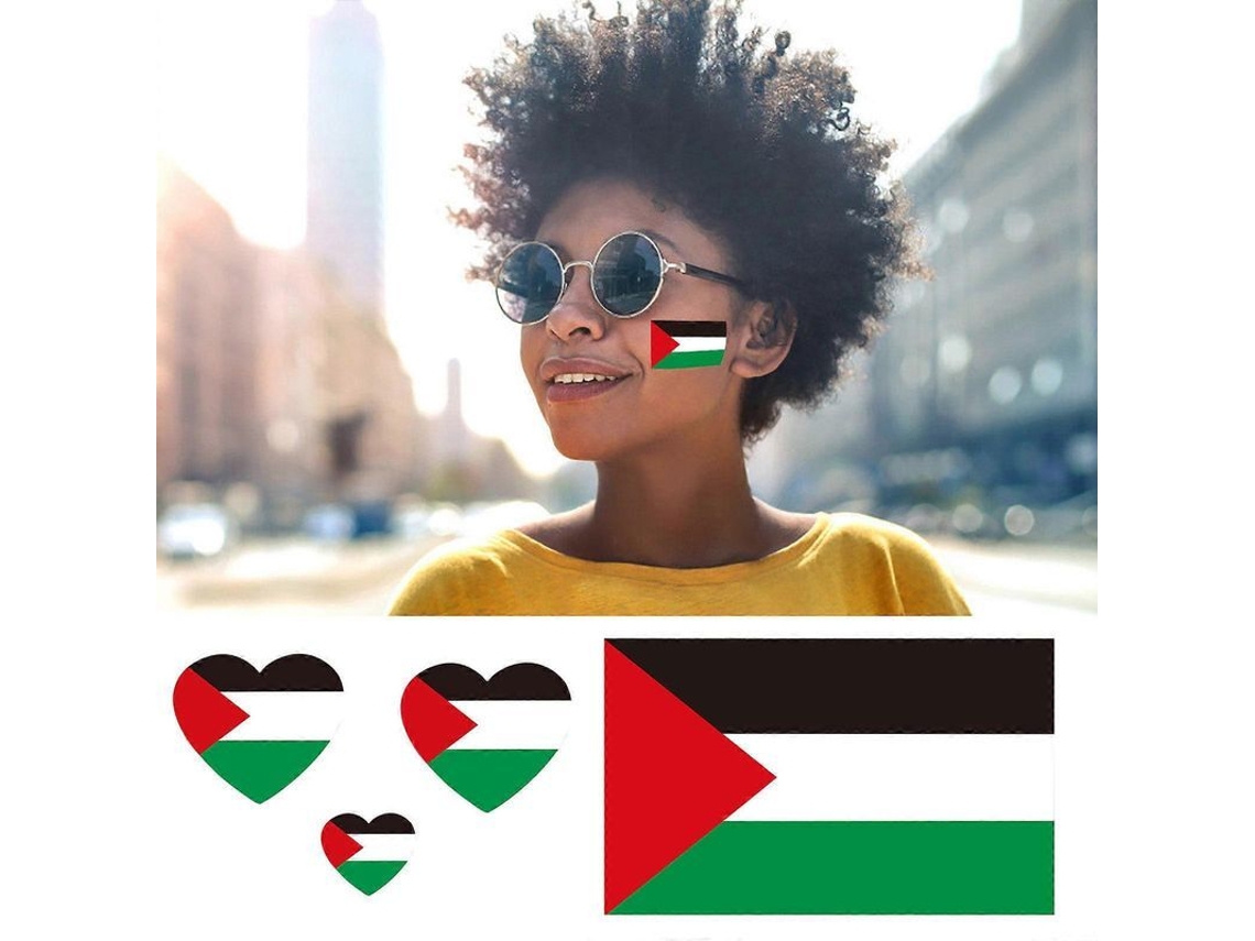 Adesivos Temporários da Bandeira Palestiniana Tatuagens Falsas Águas Resistentes para Dia Palestiniano