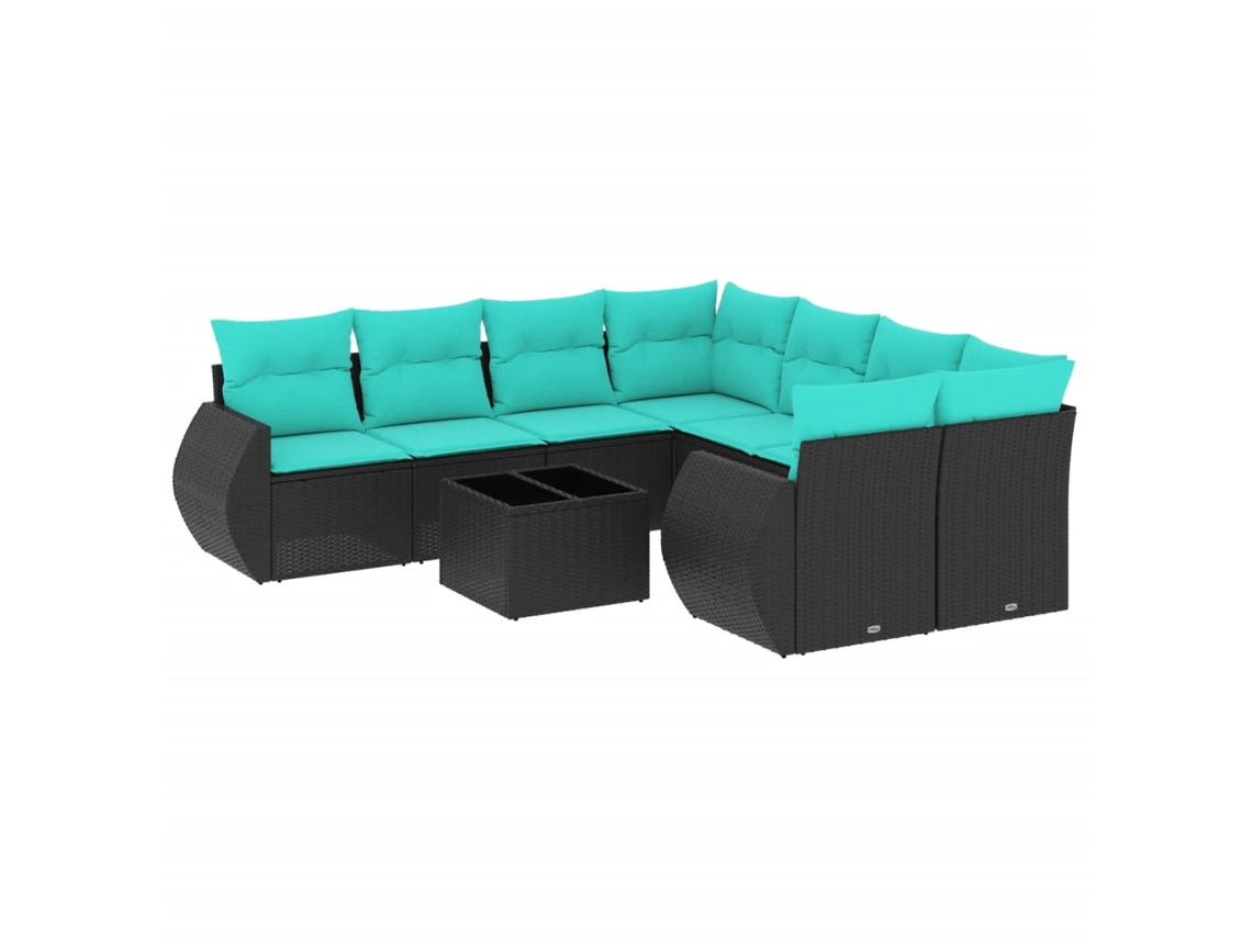 Conjunto de Sofá de Jardim, 5 Peças, Almofadas, Rattan Preto MAISON EXCLUSIVE