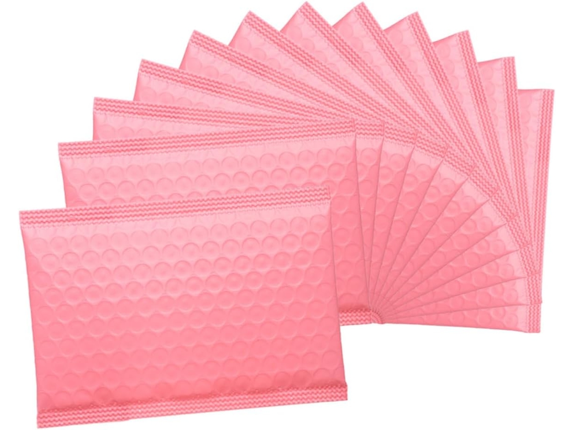 Topbathy 50 Envelopes de Bolhas Pe Rosa para Envio, Embalagem Acolchoada Reforçada, Alta Capacidade Carga, Rem