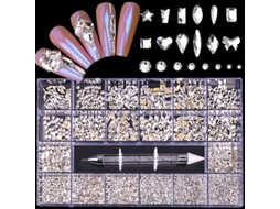 2500 Strass Planos, 12 Tipos, 600 Diamantes 20 Estilos, Cristais 3d com Base Plana para Artesanato Diy, Branco PANOONA