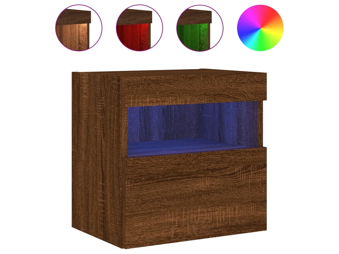 Móvel Parede P/ Tv com Luzes Led Carvalho Castanho MAISON EXCLUSIVE (40x30x40 cm)