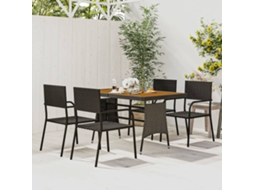 Vidaxl 5 Pcs Conjunto De Jantar P/ Exterior Vime Pe Preto