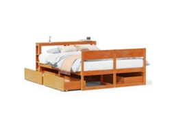 Bed Frame, Bed Frames Vidaxl Marrom Madeira De Pinho (135 X 190 Cm)