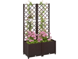 Vaso treliça com canteiro elevado, com 6 furos de drenagem, 80x40x135 cm, marrom | S/MARCA