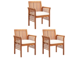 Vidaxl Cadeiras De Jantar Jardim C/ Almofadões 3 Pcs Madeira Acácia