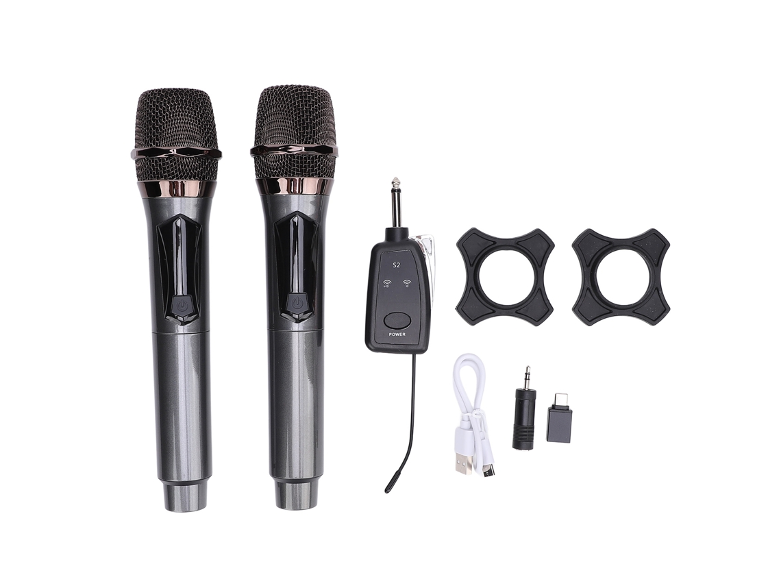 Aetheria 2pcs Microfone Sem Fio 2.4g Dinâmico com Redução de Ruído e Receptor para Karaokê Cantar Palestra