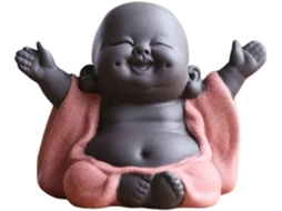 Rebe buda Maitreya Rindo, Estátua de Cerâmica, Escultura Decorativa de Chá, Buda da Sorte Mini, Decoração de Casa e Jardim