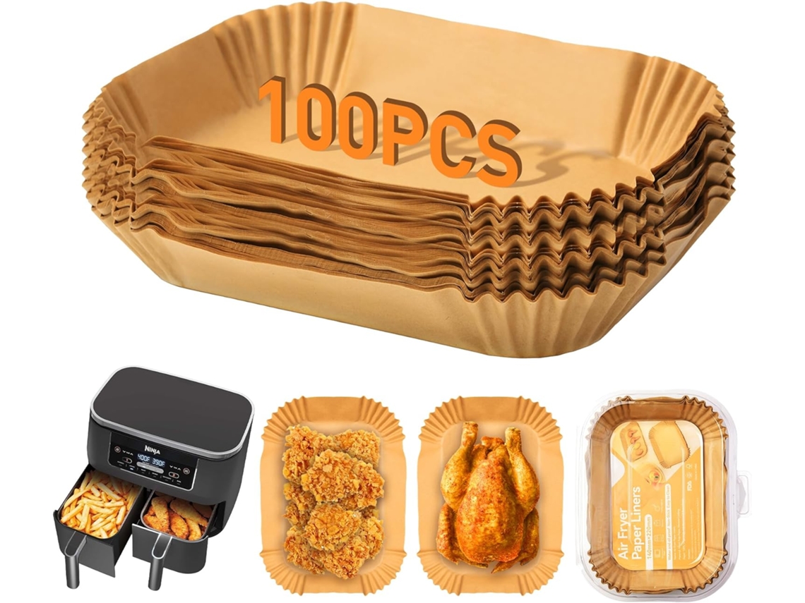 Papel Manteiga Para Fritadeira A Ar, Pacote Com 100 Unidades. Compatível Os Modelos Double Stack Xl Sl400eu, Af400eu E Af300eu. Formato Reta