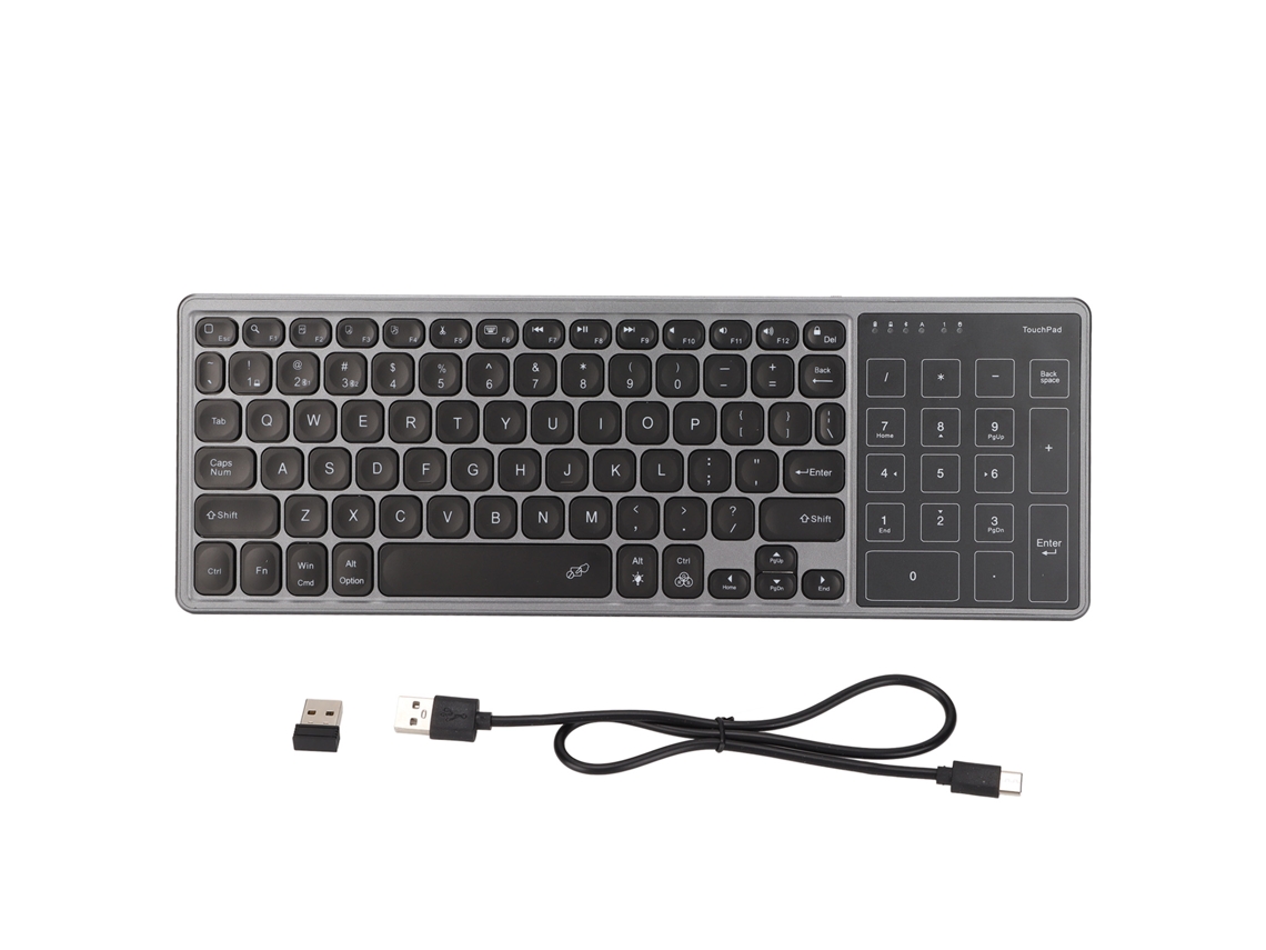 Teclado mini sem fio LAXISCREED (2.4ghz, touchpad, teclado numérico)