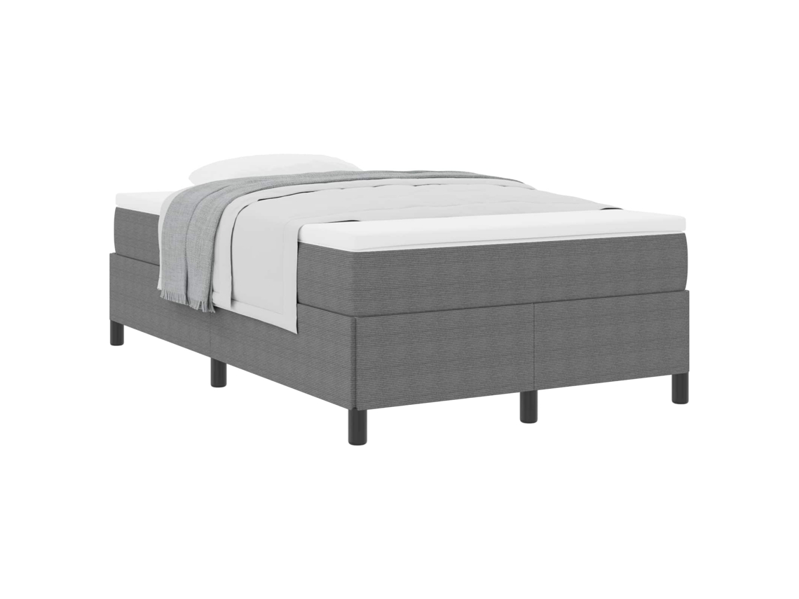 Cama De Casal | Camas Para Quarto | Cama Box Cinzento-claro 120 X 200 Cm Tecido De Veludo Cotele