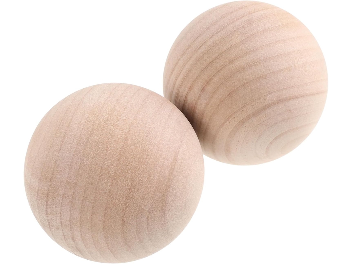 2 Bolas de Madeira Maciça para Projetos Artesanato Diy Decoração em Natural e Materiais Formato CHABERLU