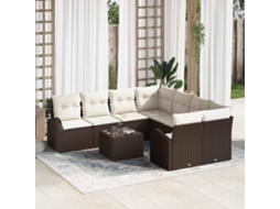 Vidaxl Conjunto De Sofá De Jardim 9 Unid. Castanho Vime Pe
