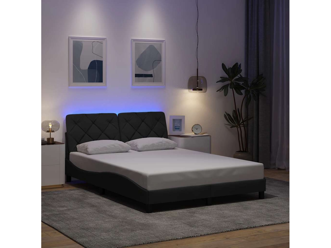 Estrutura De Cama Com Led Sem Colchão 120x200 Cm Tecido