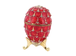 Mini Porta Joias Em Formato De Ovo De Páscoa Com Esmalte E Strass, Porta Alianças Vermelho Hengjian
