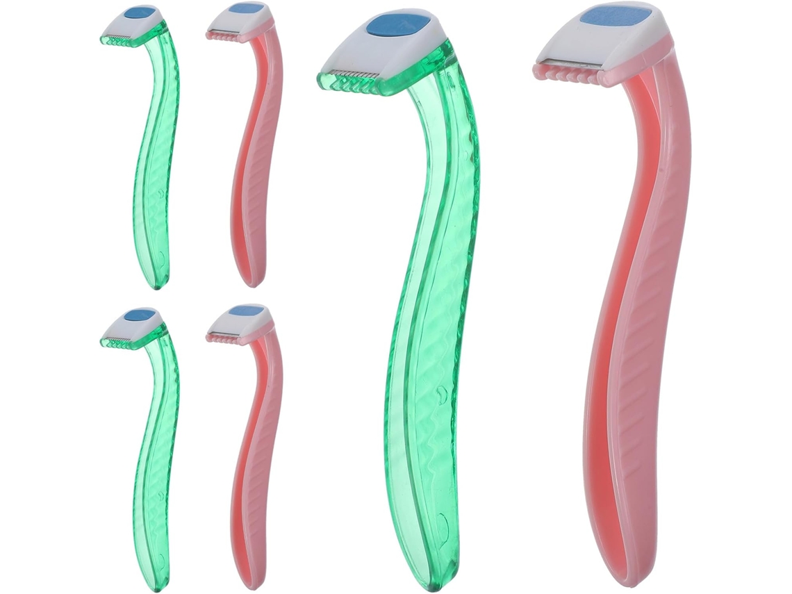 Aparelho Barbear Descartável Feminino, 6 Unidades, Chapa de Aço Inoxidável, Design Ergonômico