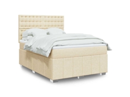 Vidaxl Cama Com Molas/colchão 140x190 Cm Tecido Cor Creme