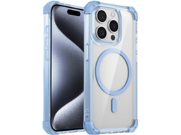 Capa Magnética Transparente Com Quatro Cantos Anti-queda Para Iphone 16 Pro Max, Protetora Fina E Resistente A Impactos, Azul
