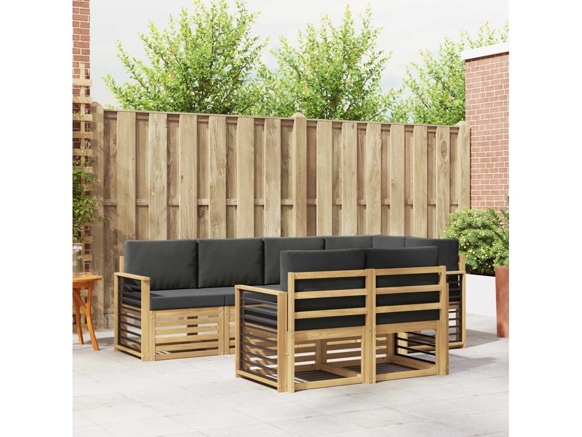 Vidaxl Conjunto De Sofás Para Exterior 7 Unid. Branco E Antracite