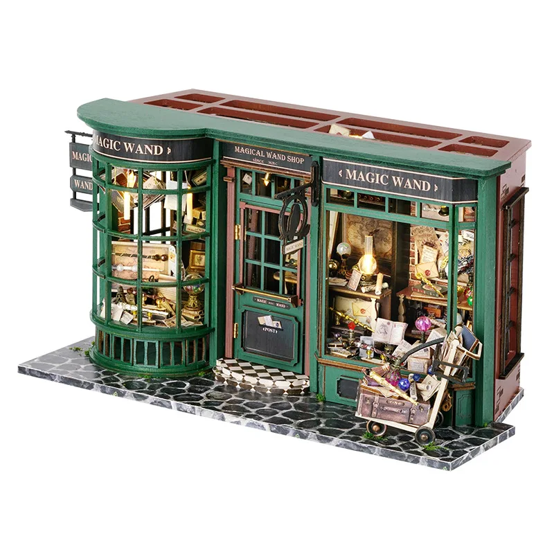 Kit para Montar Casa de Bonecas 3d de Madeira Modelo em Miniatura "loja Mágica" MDUG