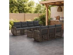 Vidaxl Conjunto De Sofá De Jardim 8 Unid. Cinzento Vime Pe
