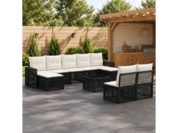 Vidaxl Conjunto De Sofá De Jardim 10 Unid. Preto E Branco Creme