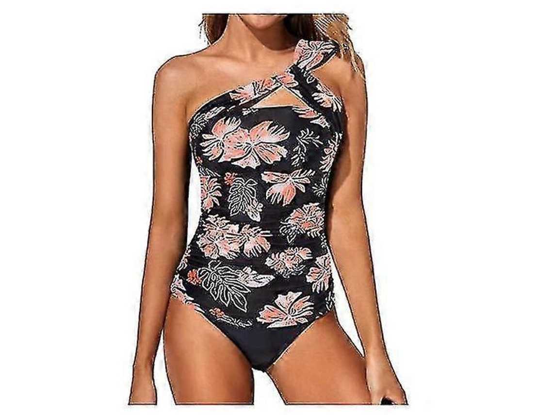 Traje De Banho Tankini Feminino De Alta Qualidade, Confortável, Quick Dry, Ideal Para Férias Tropicais E Esportes Flor Preta