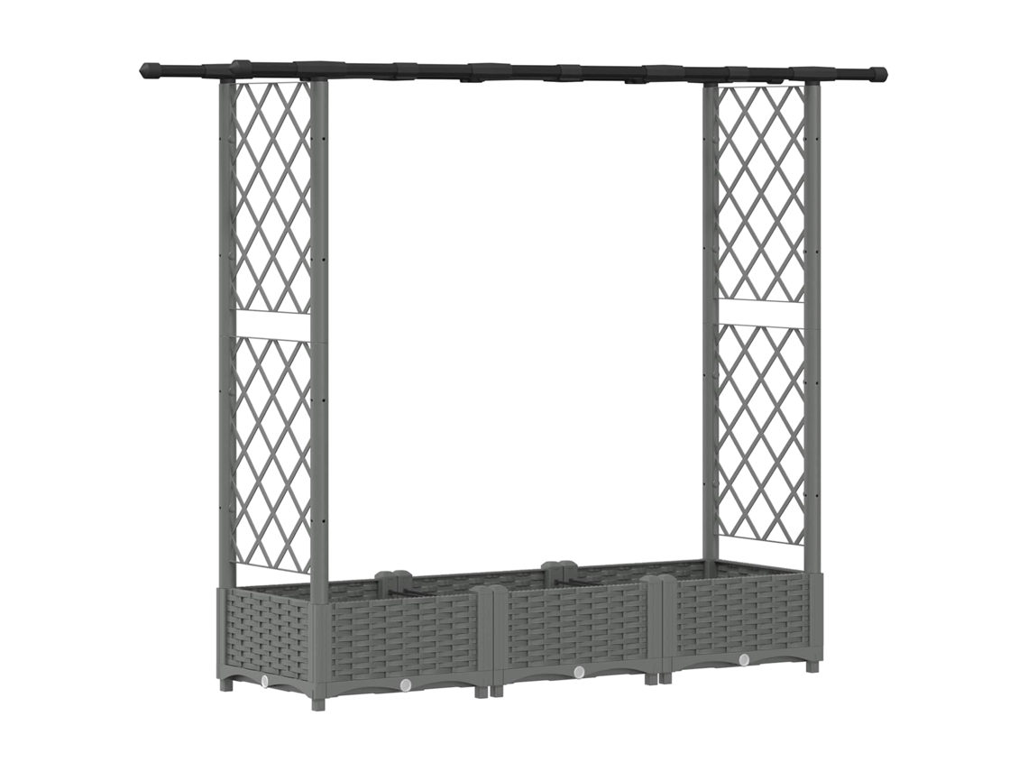 Conjunto 1 Canteiro De Jardim Elevado Vidaxl Cinzento-claro Polipropileno (164 X 40 X 121 Cm)