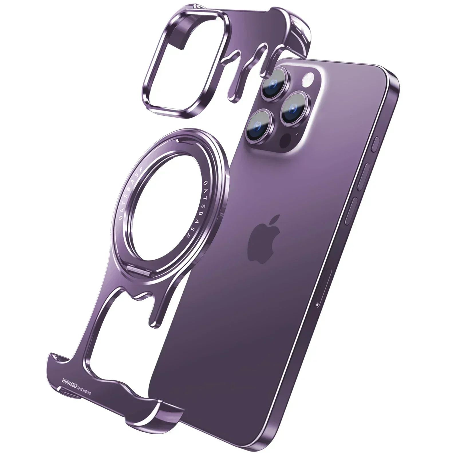 Capa Para Iphone 16 Pro Max Roxa Com Estrutura Metálica Sem Moldura, Compatível Com Carregamento Sem Fio Magsafe.