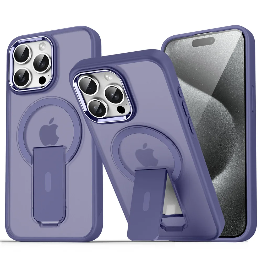 Capa Magnética Dobrável Magsafe Para Iphone (iphone 16e, Roxo Escuro), Com Acabamento Fosco E Semitransparente Na Parte Traseira.