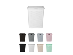 Cesto Para La Colada 38l De Plástico Con Asas - Cubo Ropa Sucia Con Tapa  49 X 39 X 30 Cm Blanco 38 Litros