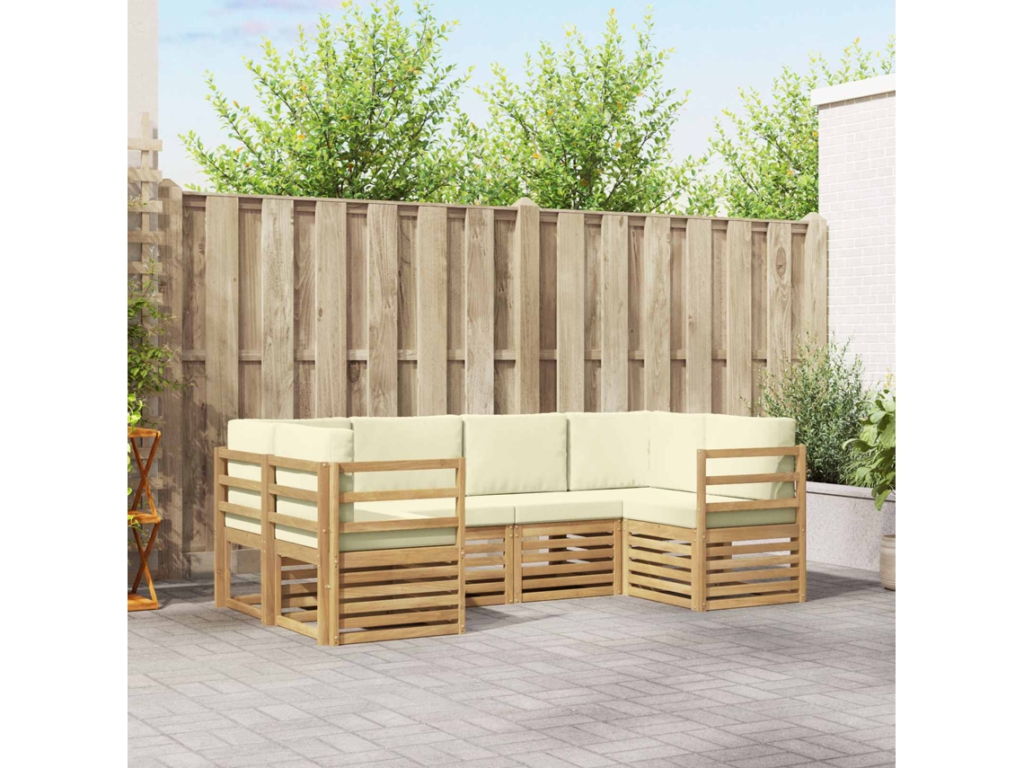 Vidaxl Conjunto De Sofás Para Exterior 6 Unid. Branco E Creme