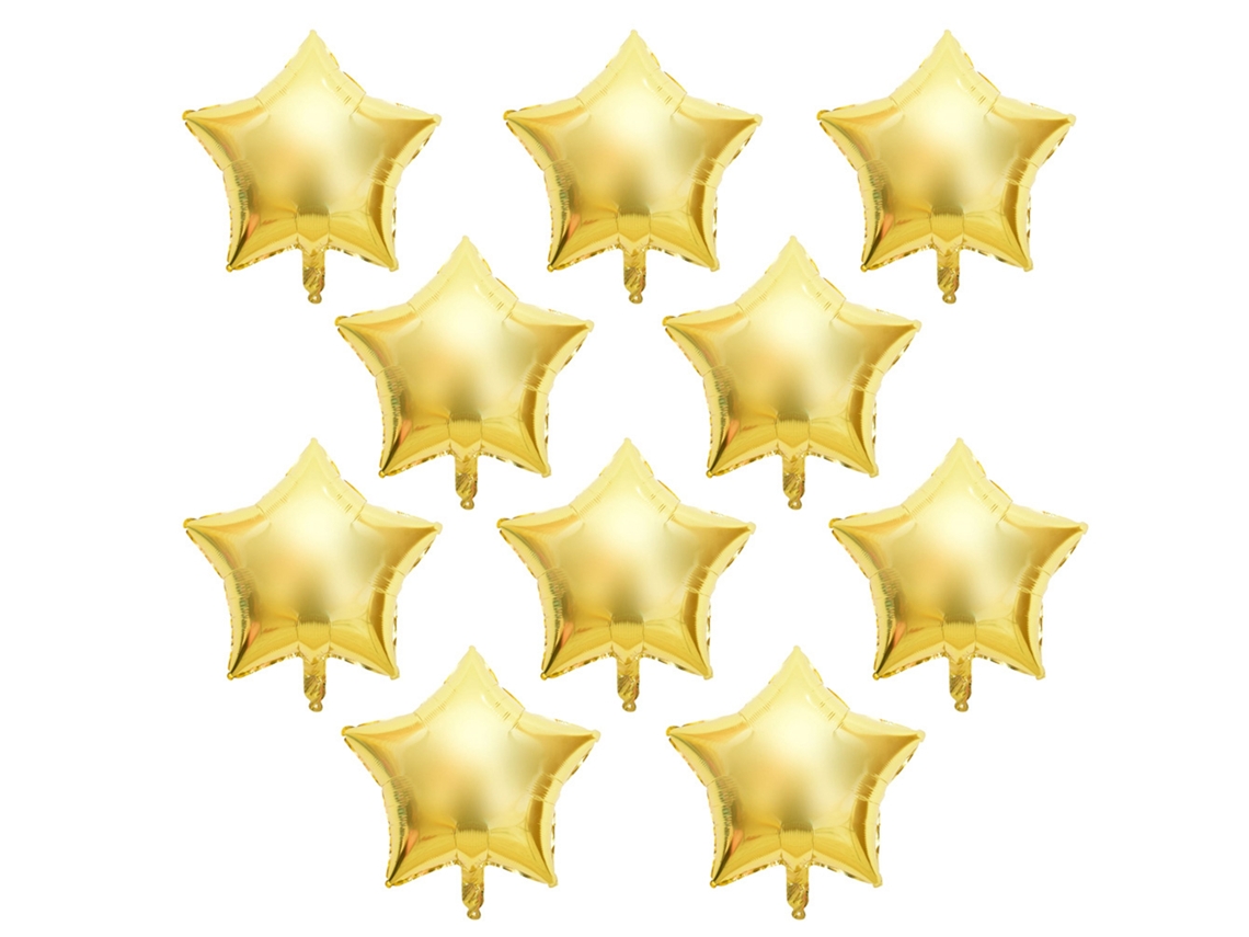 10 Balões de Papel Alumínio Estrela de 10" em Dourado