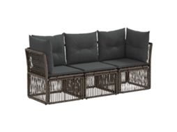 Vidaxl Conjunto De Sofá De Jardim 3 Unid. Cinzento Vime Pe
