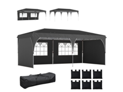 Tenda Dobrável 6x3 M Faixas Refletoras Upf50 Travamento Central Impermeável Cinza Escuro